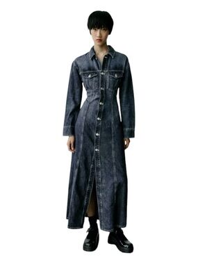 ZARA denim long sleeve maxi dress